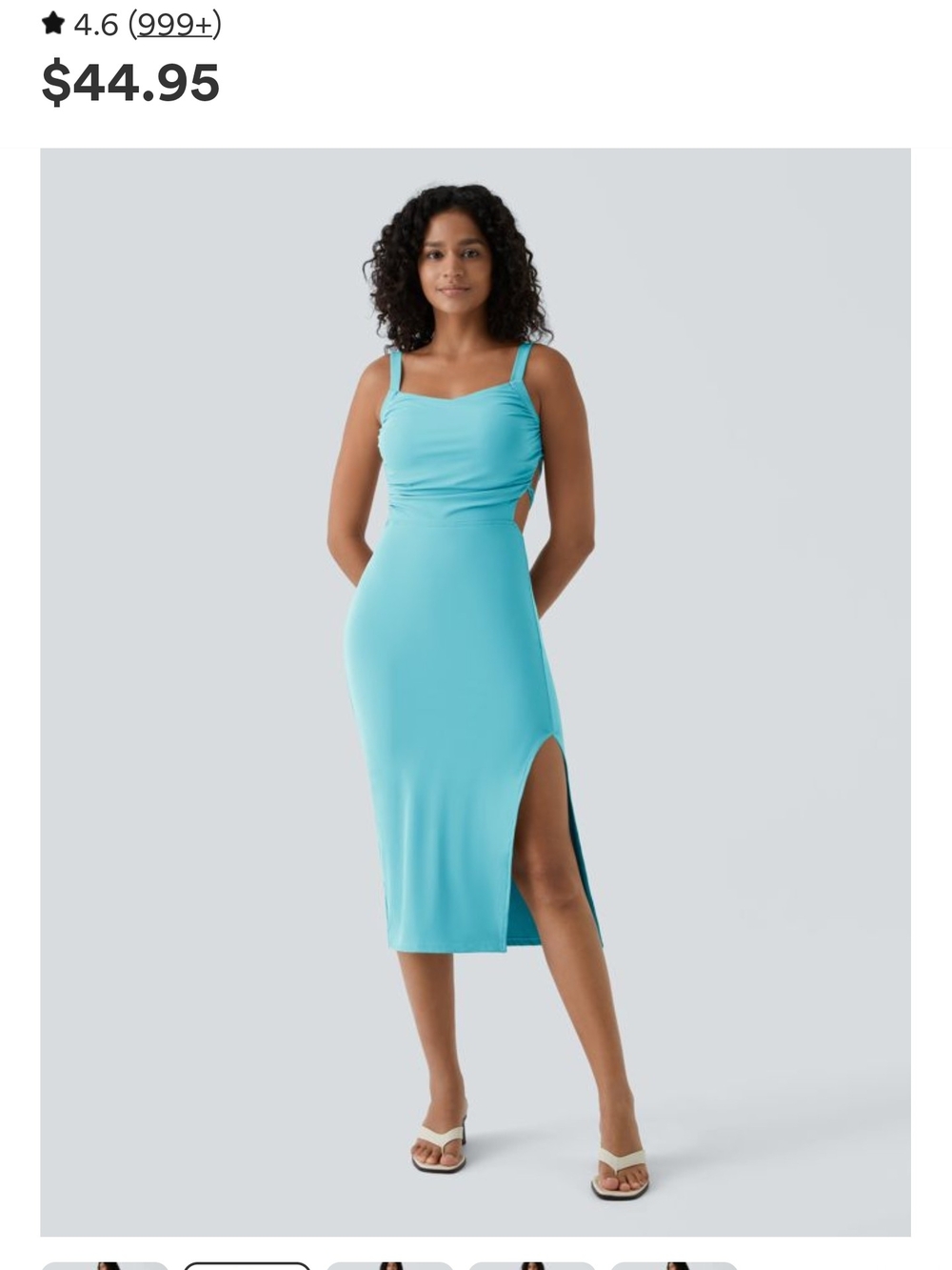 Ruched Strappy Chemise in Aqua Blue Halara Dress Size Xs